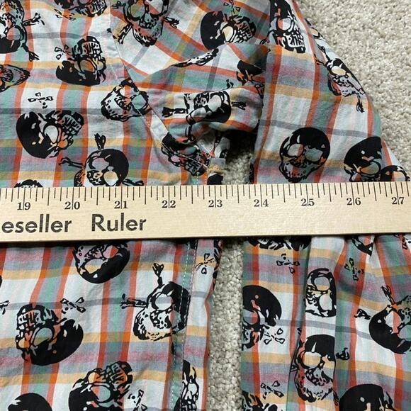 Rock Roll N Soul Shirt Mens L Skulls AOP Lightweight Western Grunge Y2K Biker - Picture 6 of 8